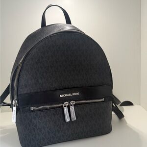 Michael Kors Black and Gray Monogram Backpack Large